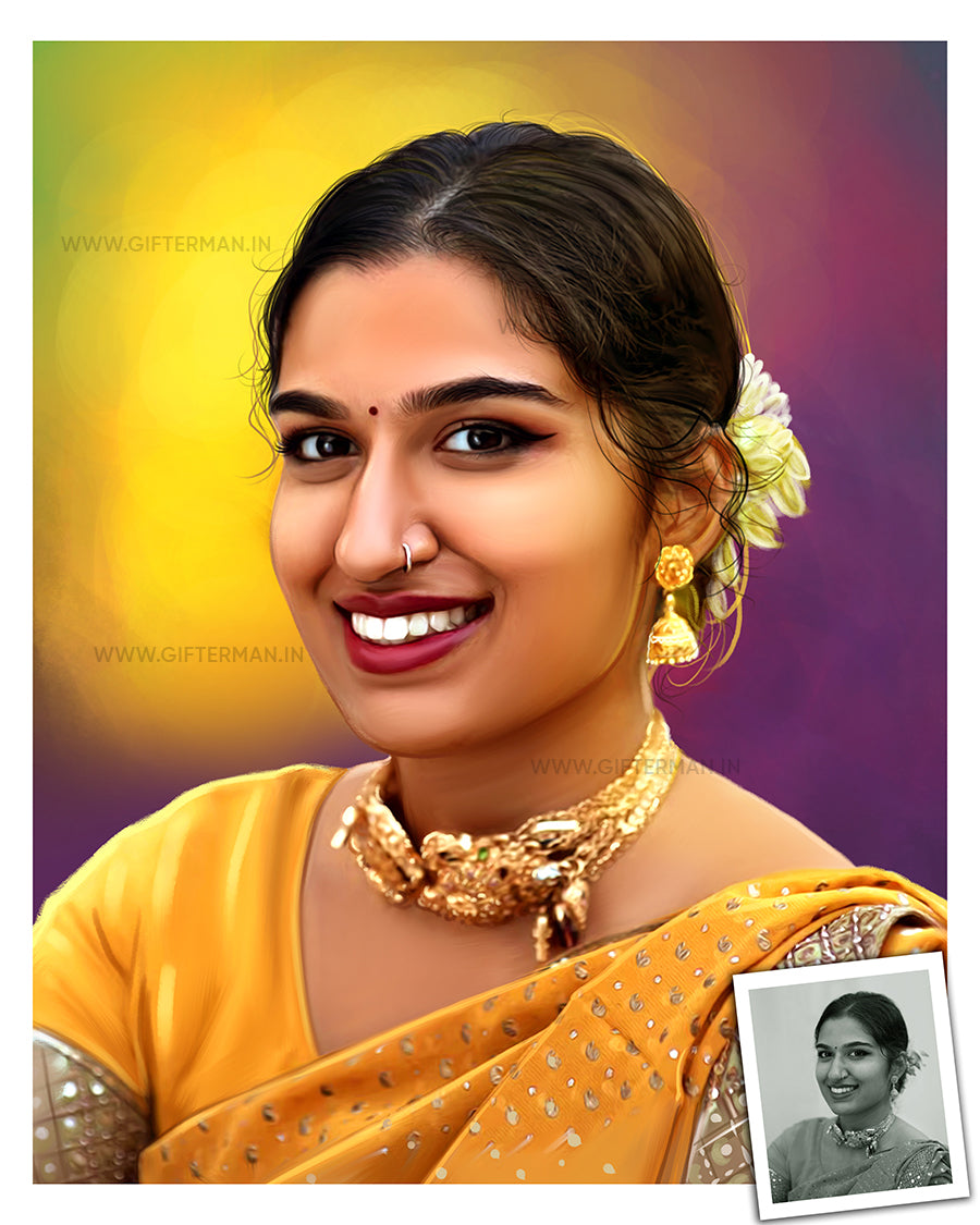 Old black and white photo to Digital Painting Customized for Family Portrait, photo restoration