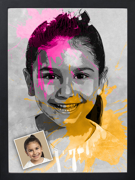 Photo to Digital Art Colourful Portraits - Customized Art Frame  - Halftone Splash Effect Portrait Gift