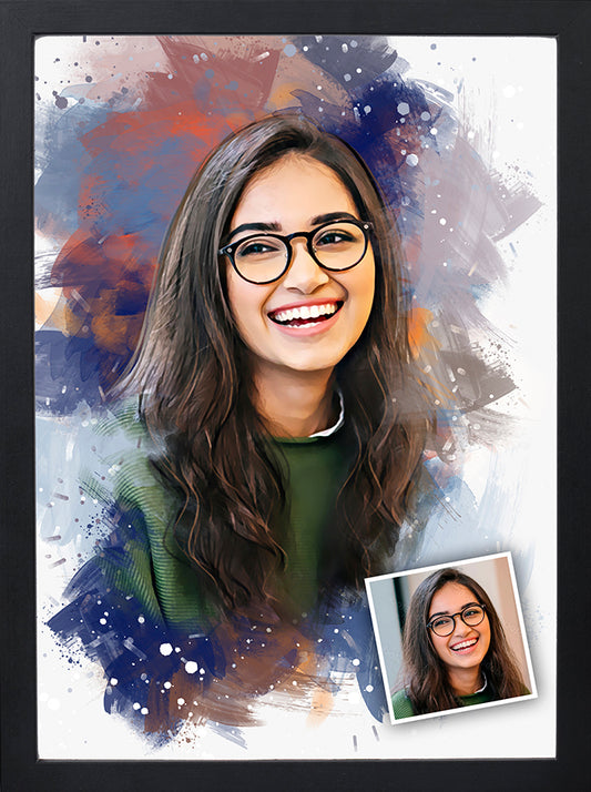 Photo to Digital Art Colourful Portraits - Customized Art Frame  - Oil Paint Effect Portrait Gift