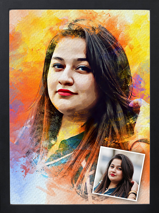 Photo to Digital Art Colourful Portraits - Customized Art Frame  - Paint Stroke Portrait Gift