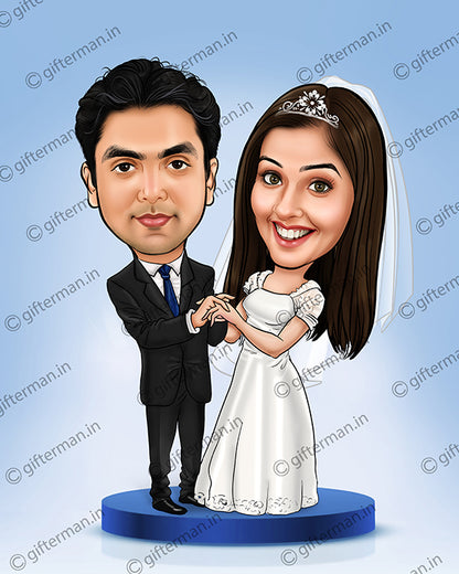 Wedding Couple - Personalized Caricature Frame for Couple - Wedding Anniversary Valentines Day Gift