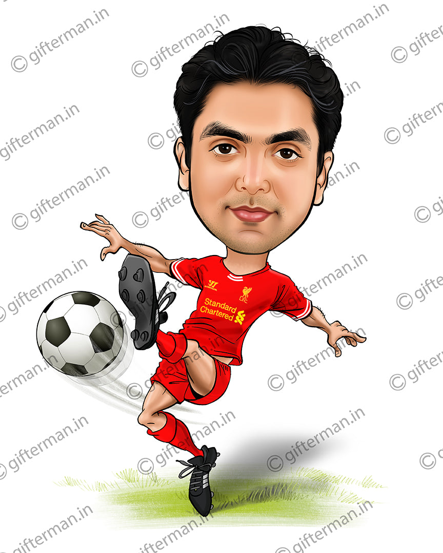 Footballer - Personalized Caricature Frame  Birthday Family Gift