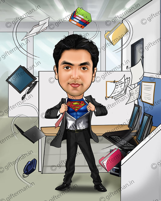 Super Employee - Personalized Caricature Frame for Corporate Gifting