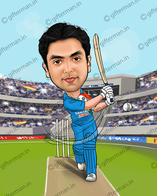 Cricketer -  Personalized Caricature Frame  Birthday Corporate Family Gift