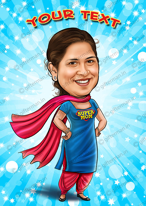 Super Mom 3 - Personalized Caricature Frame Mother's Day Family Gift