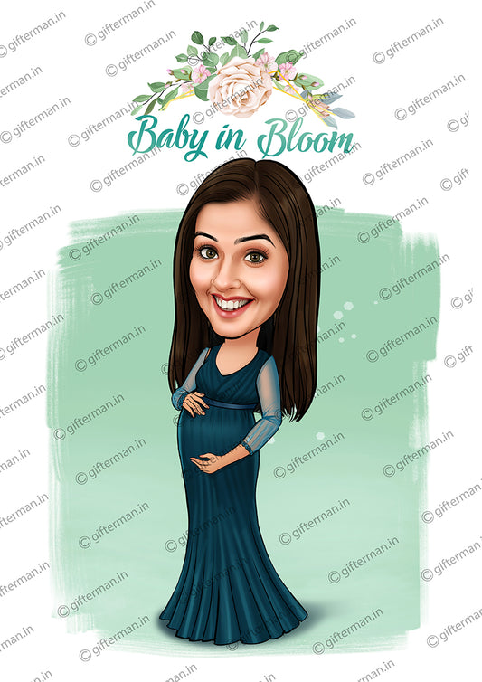 Baby Shower personalised caricature gift frame for baby shower family occasions