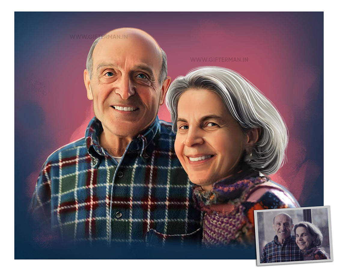 Old black and white photo to Digital Painting Customized for Family Portrait, photo restoration