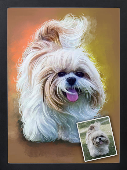 Digital Painting - Pet Portraits from Photos - Colourful Dog Portraits - Custom pet portrait Frame