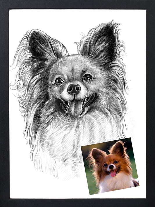 Pet Pencil Sketch - Digital Painting - Pet Portraits from Photos - Colourful Dog Portraits - Custom pet portrait Frame