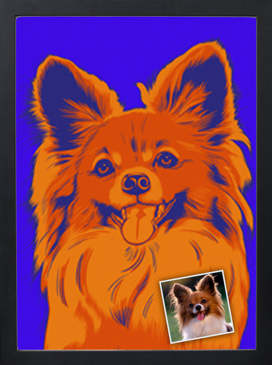 Pet Love Warhol Art - Digital Painting - Pet Portraits from Photos - Colourful Dog Portraits - Custom pet portrait Frame