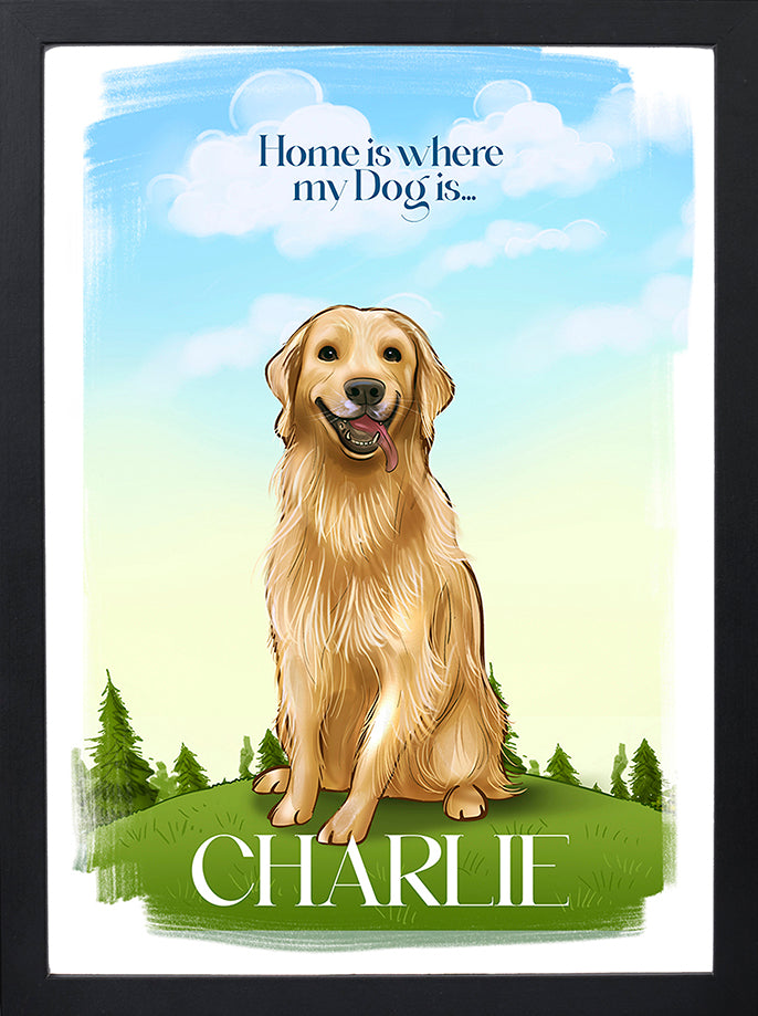 Pet Caricature - Digital Painting - Pet Portraits from Photos - Colourful Dog Portraits - Custom pet portrait Frame