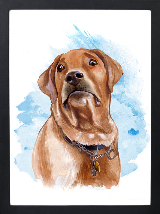 Pet Water Colour Art - Digital Painting - Pet Portraits from Photos - Colourful Dog Portraits - Custom pet portrait Frame