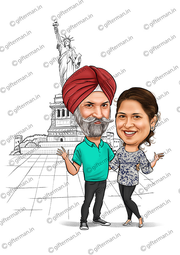 Travel Lover - Personalized Caricature Frame Birth Day Family Gift - TL 2