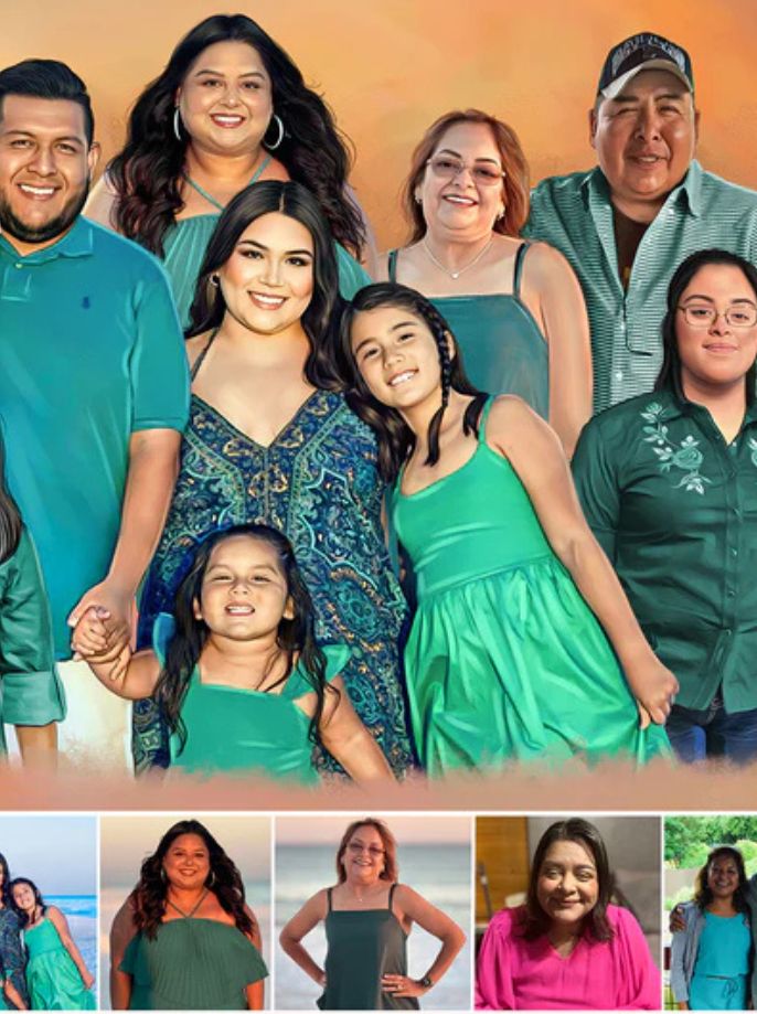 Customized Photo Merge Painting for Family Portrait, Wedding Anniversary Gift with Frame1