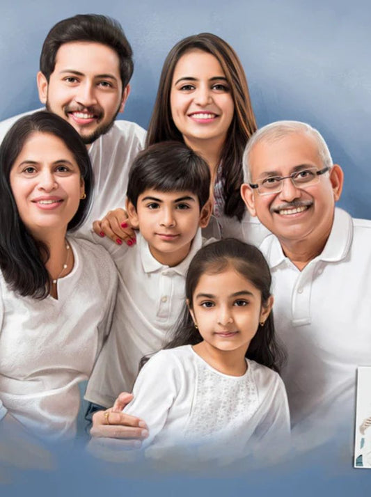 Personalized Digital Painting for Family Portrait, Wedding Anniversary Gift with Frame1