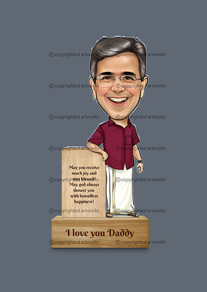 Love You Dad Caricature Desktop Standee Me-mento