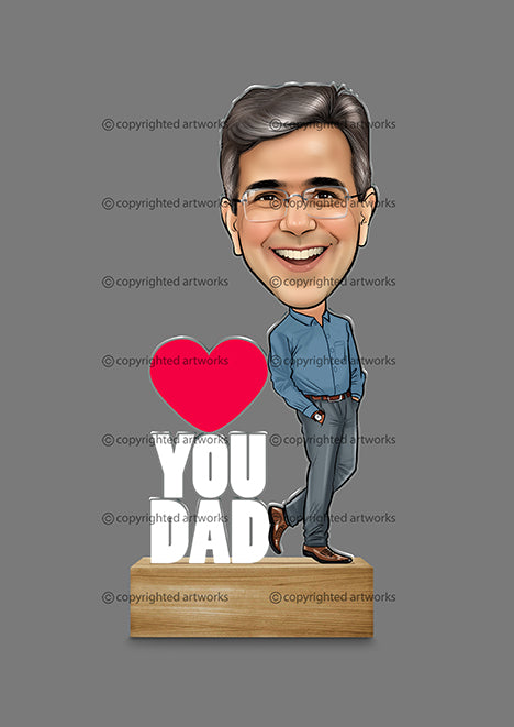 I Love Dad Caricature Desktop Standee Me-mento