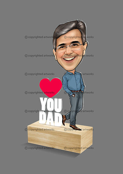 I Love Dad Caricature Desktop Standee Me-mento