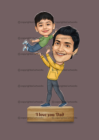 Dad and Son Caricature Desktop Standee Me-mento