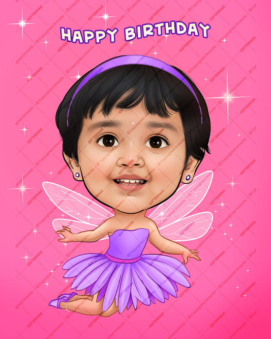 Angel Girl- Personalized Caricature Gift Frame for Birthday - Family Occasions GMIN 1001