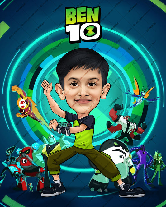 Ben 10 - Personalized Caricature Gift Frame for Birthday - Family Occasions GMIN 1013